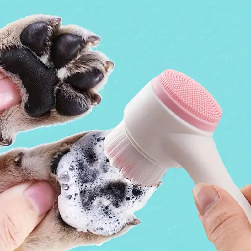 1 peça-limpador de patas de animais de estimação de silicone e escova de mass