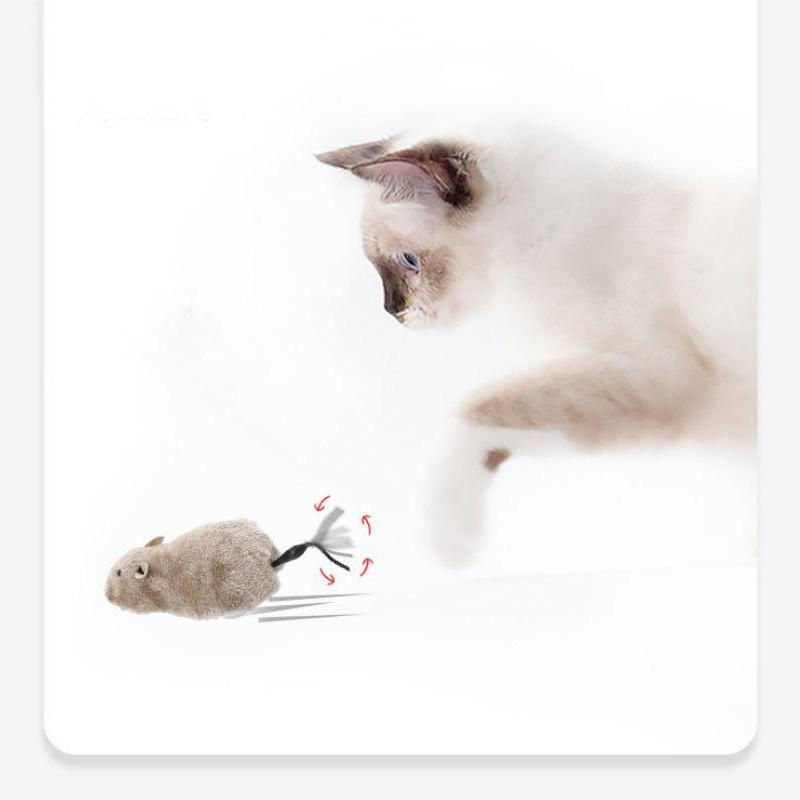 Miniatura: 1pc engraçado realista pelúcia mouse correndo rato brinquedo para gatos cães 