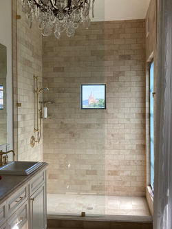 Ensuite bath picture window view of La Parroquia