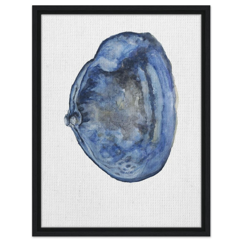 Blue Clam Shell framed Canvas Print | Coastal Cottage Wall Art