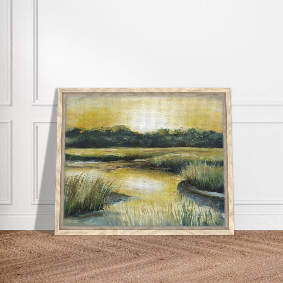 Thumbnail: Golden Marsh Framed Canvas Print | Coastal Landscape