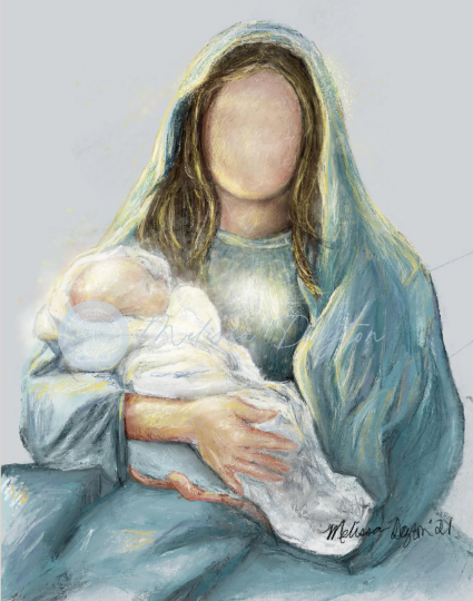 Thumbnail: Pair of Art Prints Blessed Mother and Baby Jesus