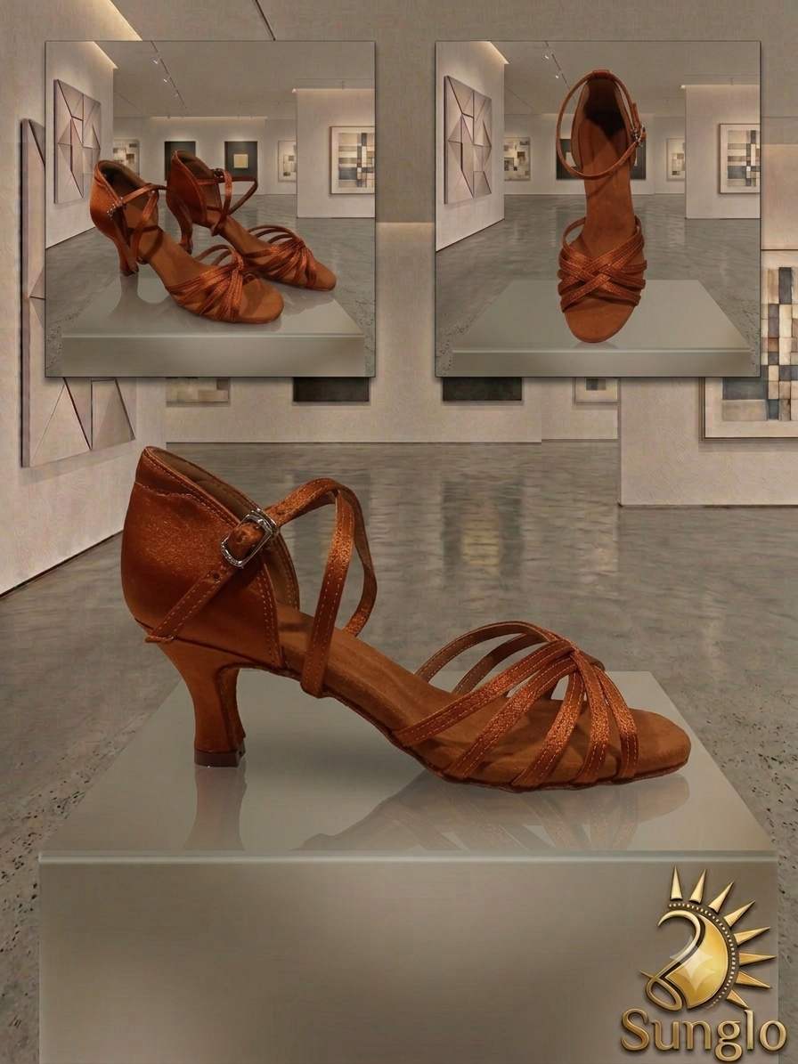 Copper dancing shoes DS007 on display