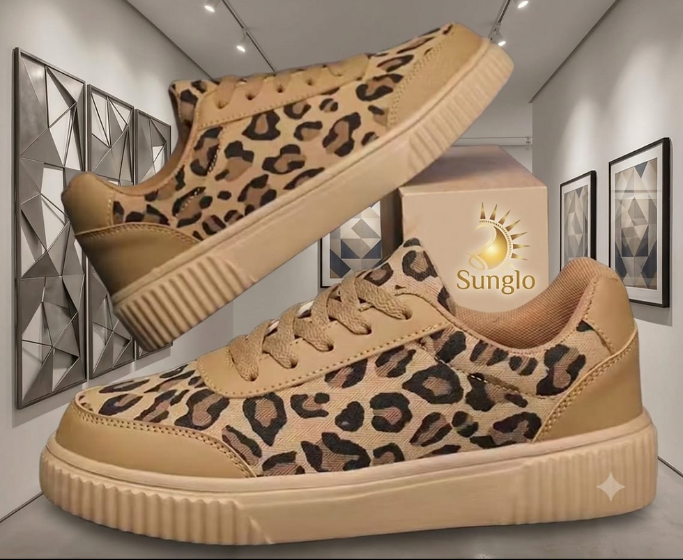 Khaki and black leopard print sneakers by Sunglo