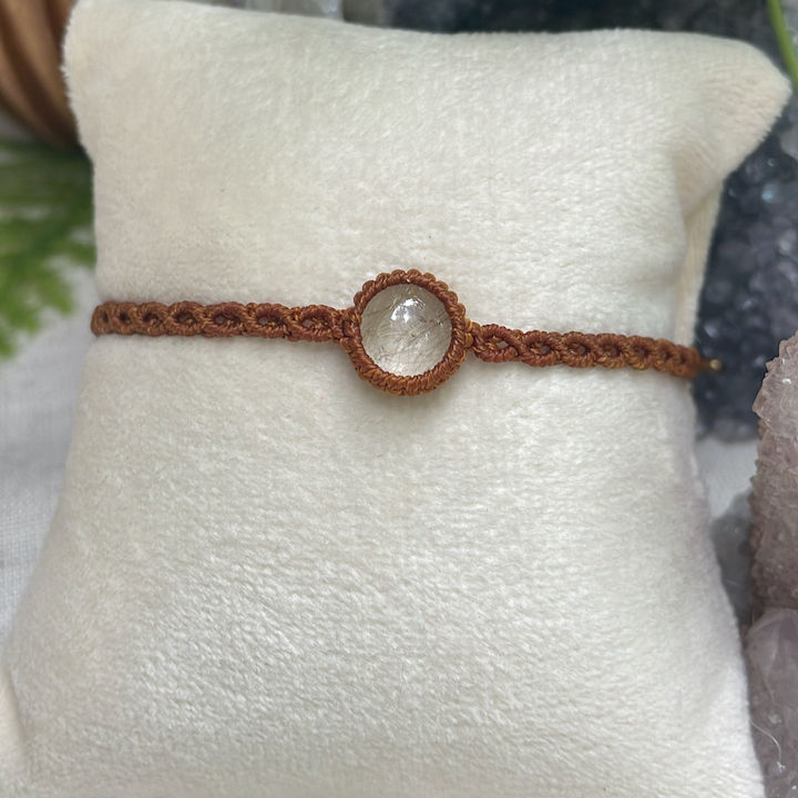 Thumbnail: Gold Rutile Quartz Bracelet |Golden Brown Cord|