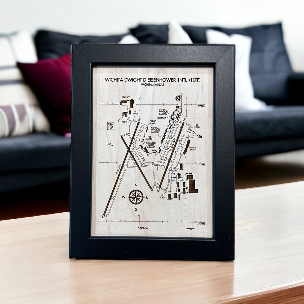 Personalized aviation gift: airport diagram plaque celebrating a pilot’s first solo flight