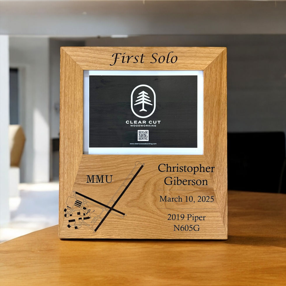 Personalized aviation gift: airport diagram plaque celebrating a pilot’s first solo flight