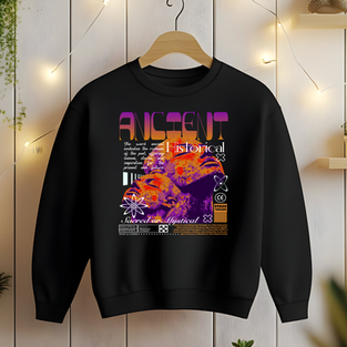 Black sweatshirt with "Ancient" design