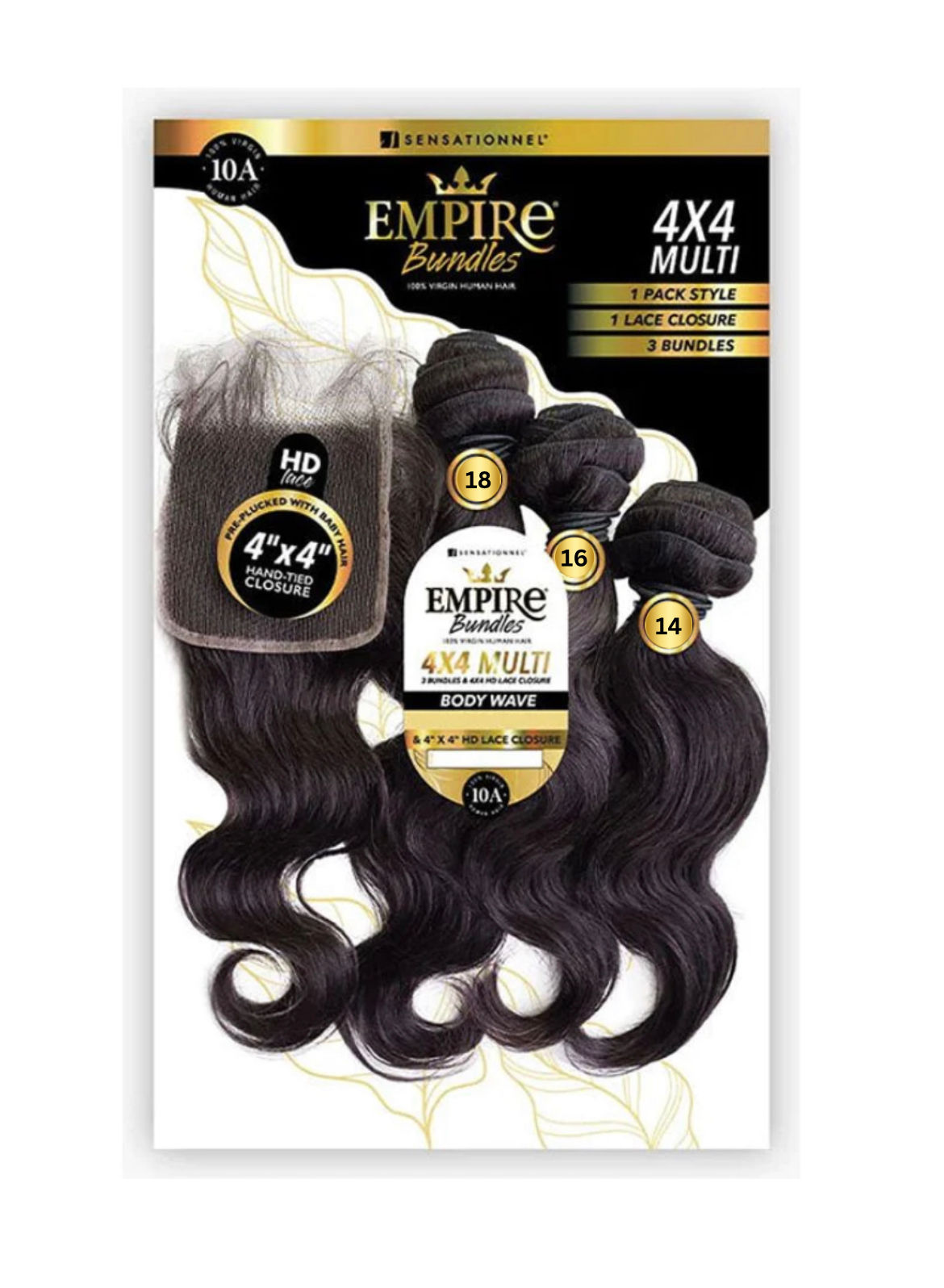 Sensationnel Empire Body Wave Bundles - 18", 16", & 14" Color: Natural