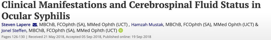 Academic paper on Clinical Manifestations and Cerebrospinal Fluid Status in Ocular Syphilis