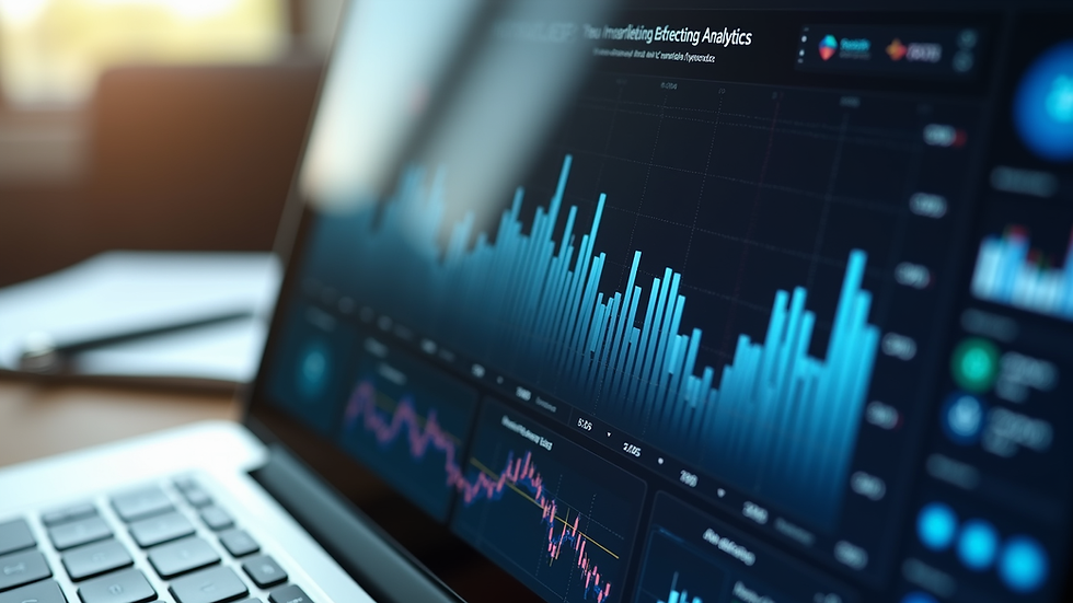 Close-up of a laptop screen showing digital marketing analytics dashboard