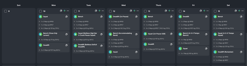 Out of interest, curiosity, and maybe in an attempt to get him to return to coaching after taking a break from powerlifting, I wrote him this training week.