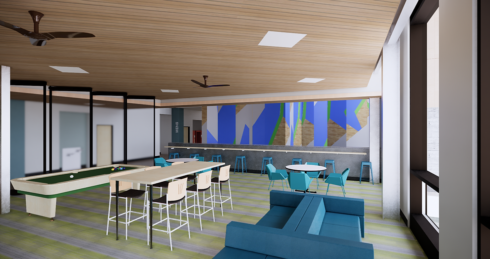 teen area looking to climbing wall