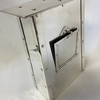 Sterling silver clock case, back hinged opening.