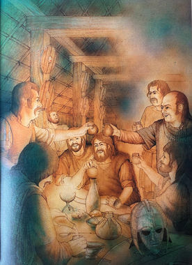 Anglos Saxons in great hall