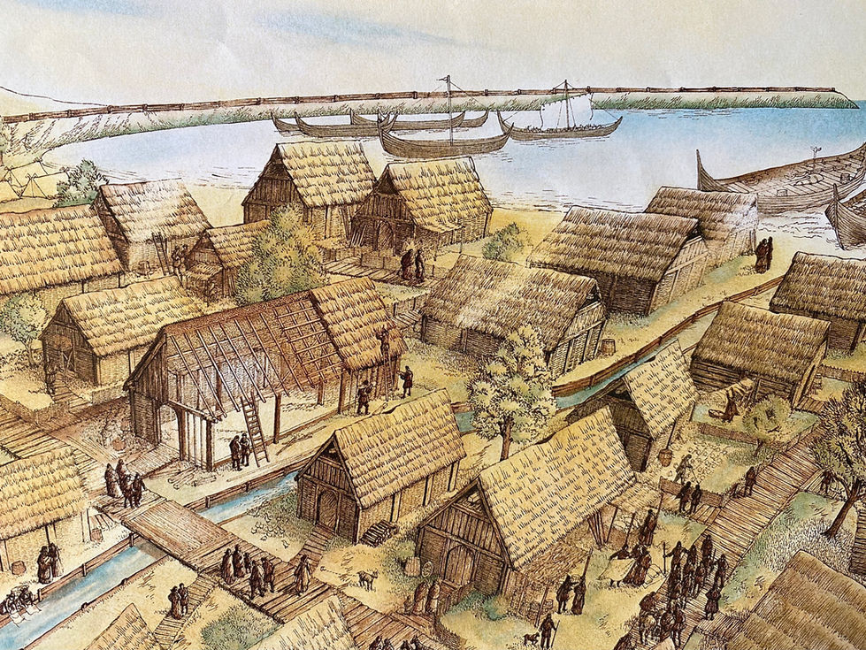 Hedeby (Danish pronunciation: [ˈhe̝ːðəˌpyˀ], Old Norse Heiðabýr, German Haithabu) was an important Danish Viking Age (8th to the 11th centuries) trading settlement near the southern end of the Jutland Peninsula, now in the Schleswig-Flensburg district of Schleswig-Holstein, Germany.