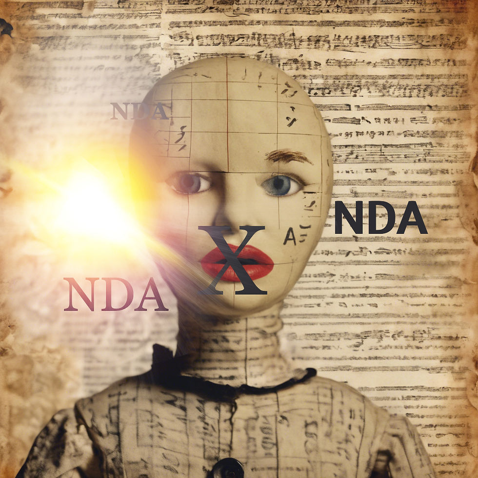 Non -Disclosure Agreements in Publishing/ Dolls's head with X across mouth