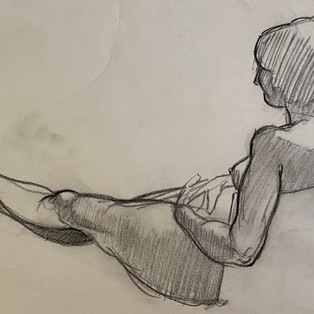 Female life-drawing model, drawing by Shirley Willis Salariya