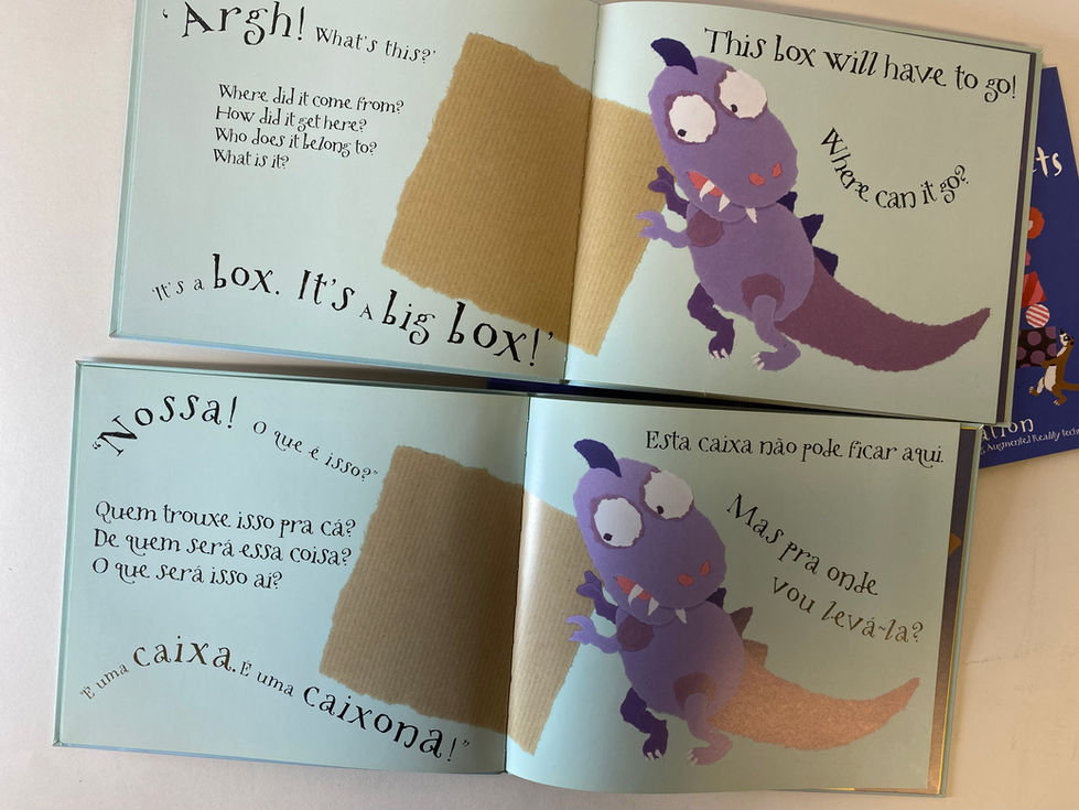 Tyrone the Clean 'O' 'Saurus, Tyrone the dinosaur is obsessed with cleaning and a package arrives which contains a vacuum cleaner. Illustrations by Carolyn Scrace. Book concept and written by David Salariya. First children's books to feature Augmented Reality