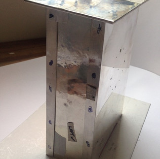 Sterling silver clock case, side view