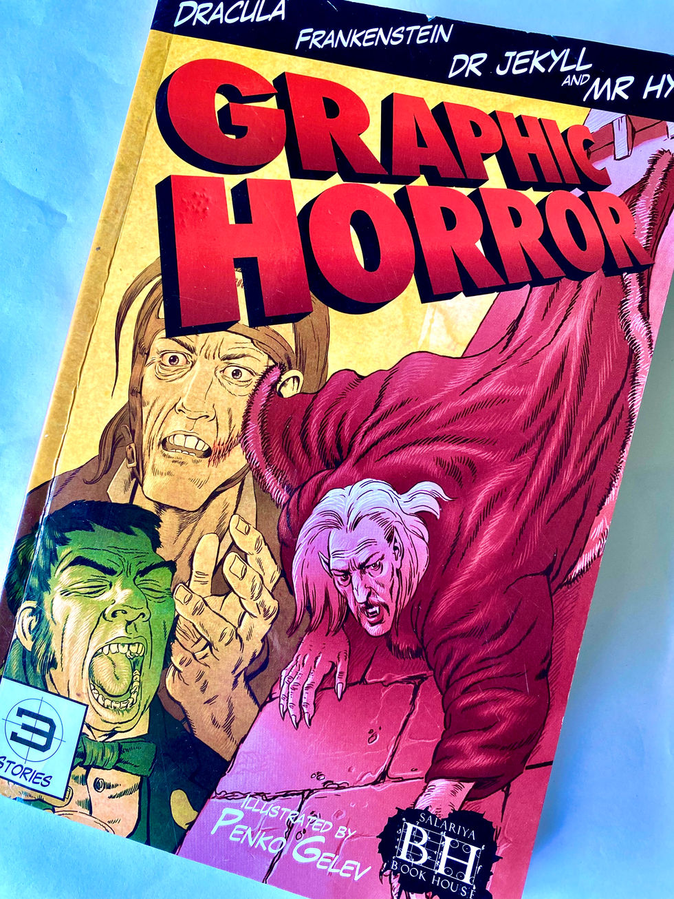 Graffex Bind-up. Cover for windup of three stories: Frankenstein, Dracula, Dr Jekyll & Mr Hyde.