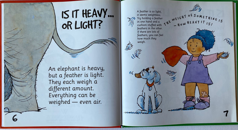 Whiz Kids, Weight, showing elephant and feather to compare