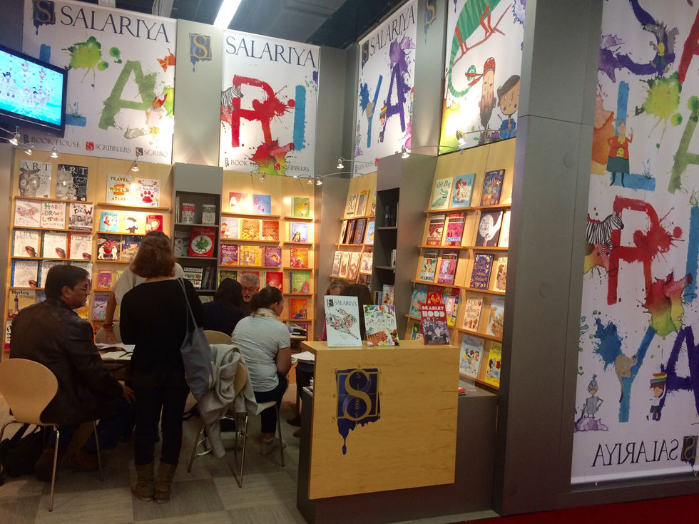 Salariya Book Stand: Authors and attendees at a book fair