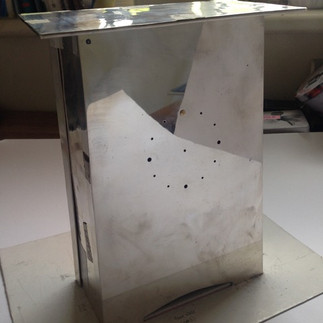 Sterling silver clock case, back view