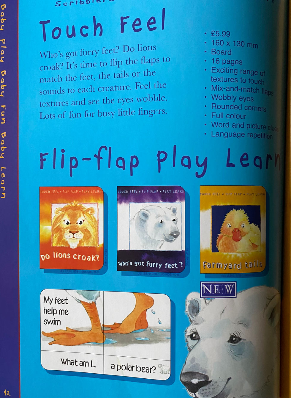 a book that says flip-flap play learn on it