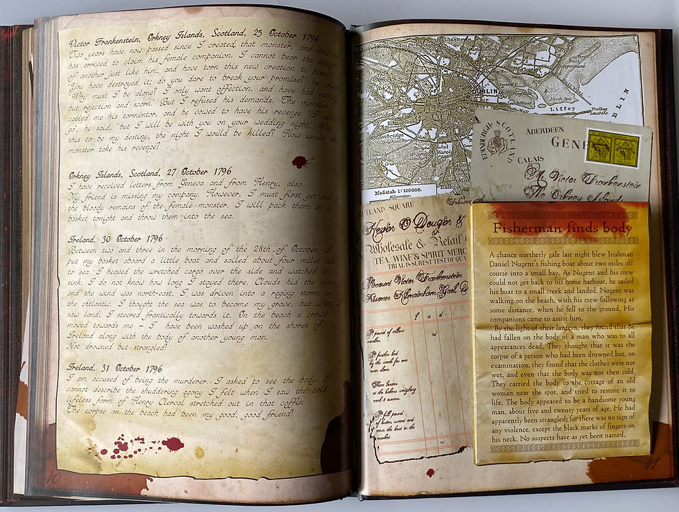 Spread from the Secret Journal of Victor Frankenstein