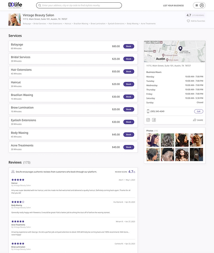 Customer - Vendor Page