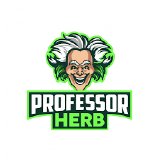 Professor Herb logo with hemp blend branding.