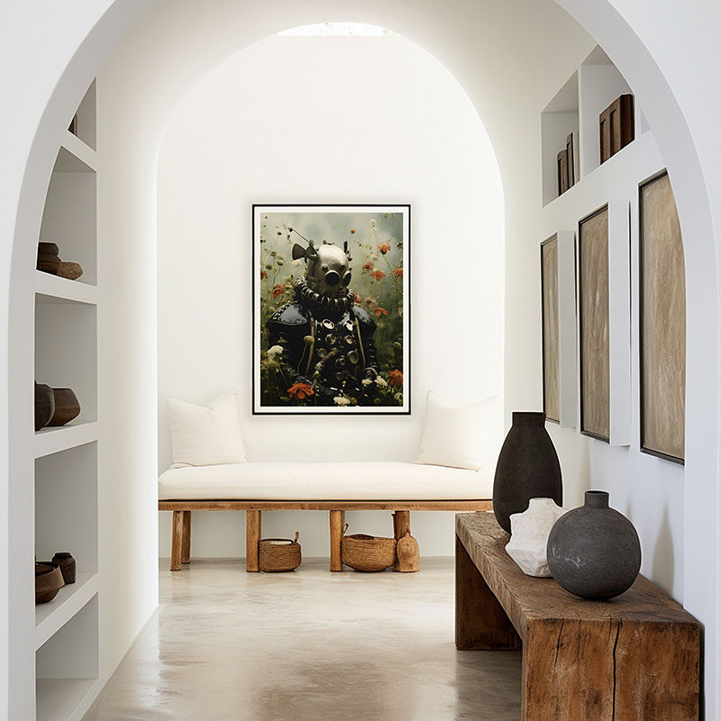 Thumbnail: Mesmo quadro decorativo exposto em corredor de casa estilo mediterrâneo