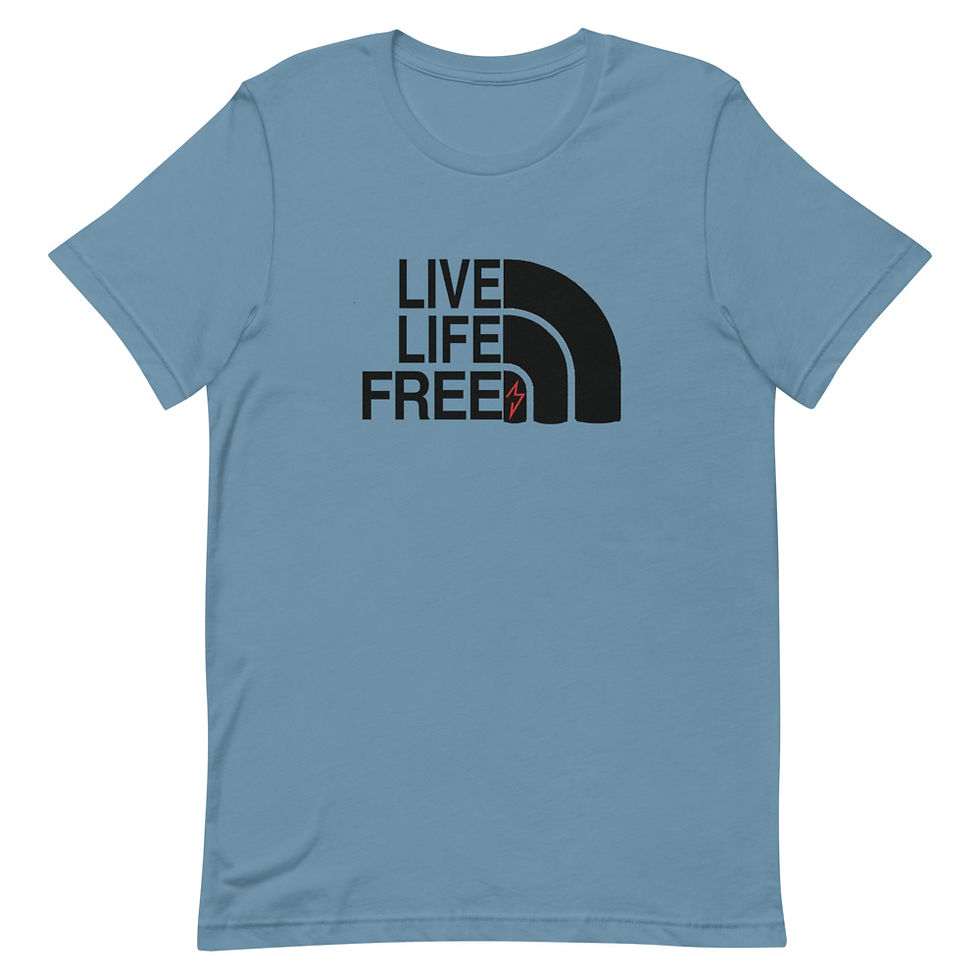 Thumbnail: "LIVE. LIFE. FREE." Short-Sleeve Unisex T-Shirt