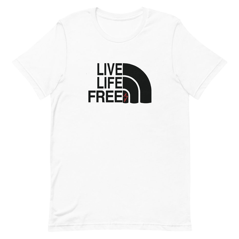 Thumbnail: "LIVE. LIFE. FREE." Short-Sleeve Unisex T-Shirt
