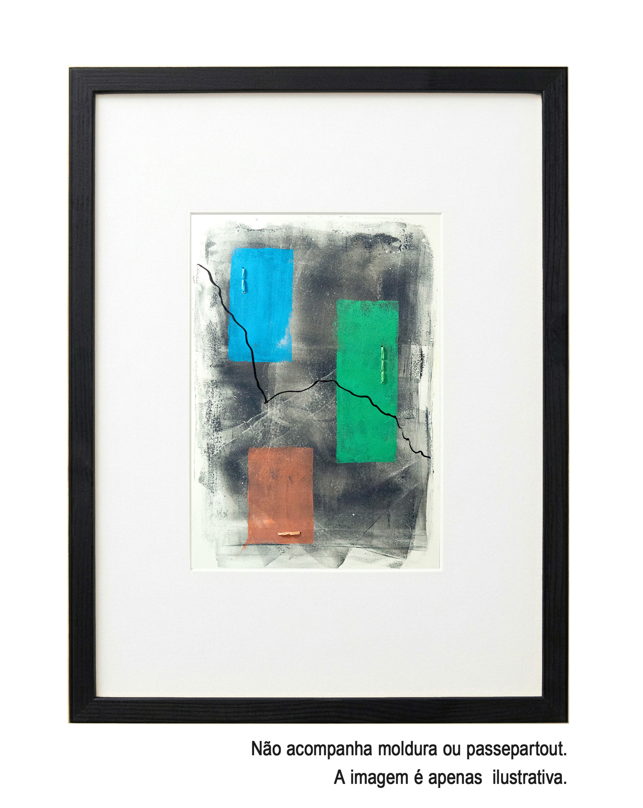 Monotipia "Urbana" (original), com Bordado e Nanquim - 21 x 29,7cm