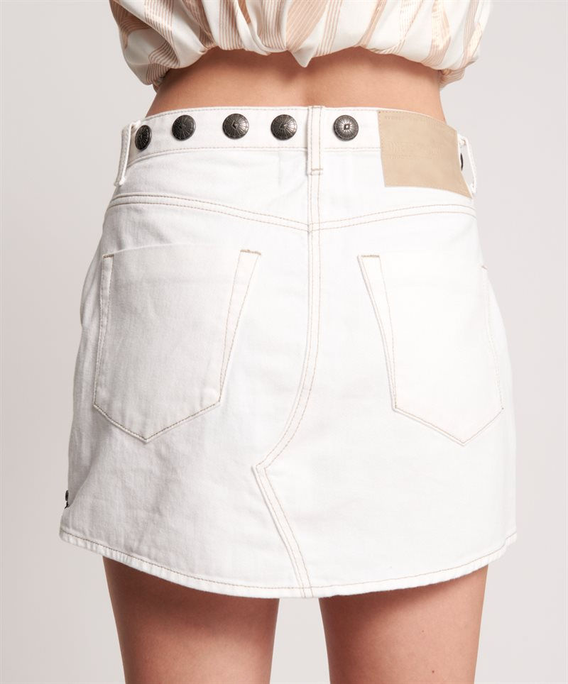 Thumbnail: WHITE BEAUTY TRUCKER MID WAIST SKIRT