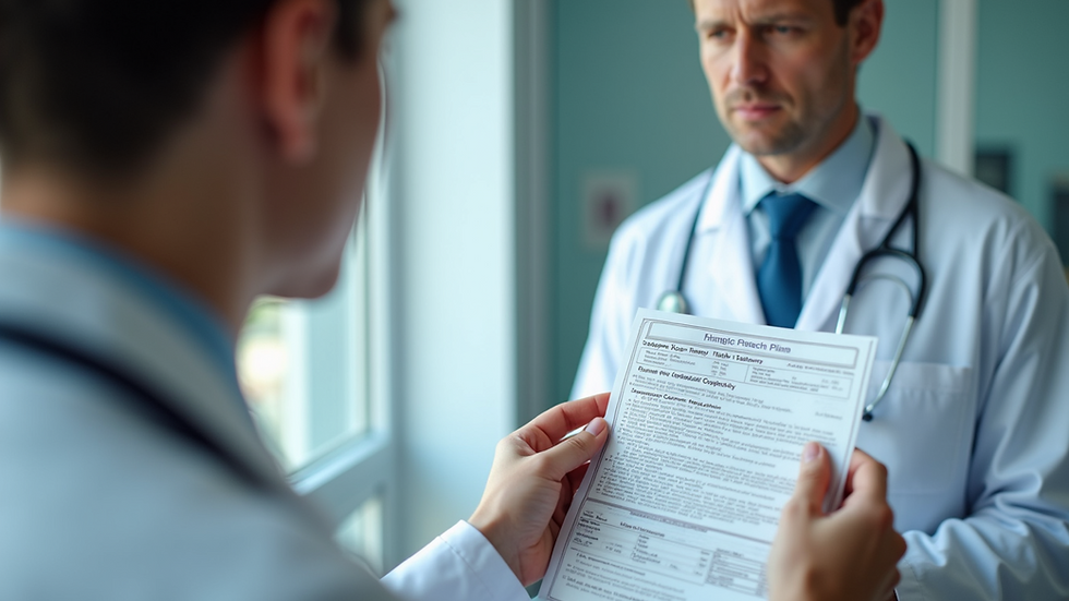Close-up view of a healthcare comic panel showing a doctor explaining a treatment plan