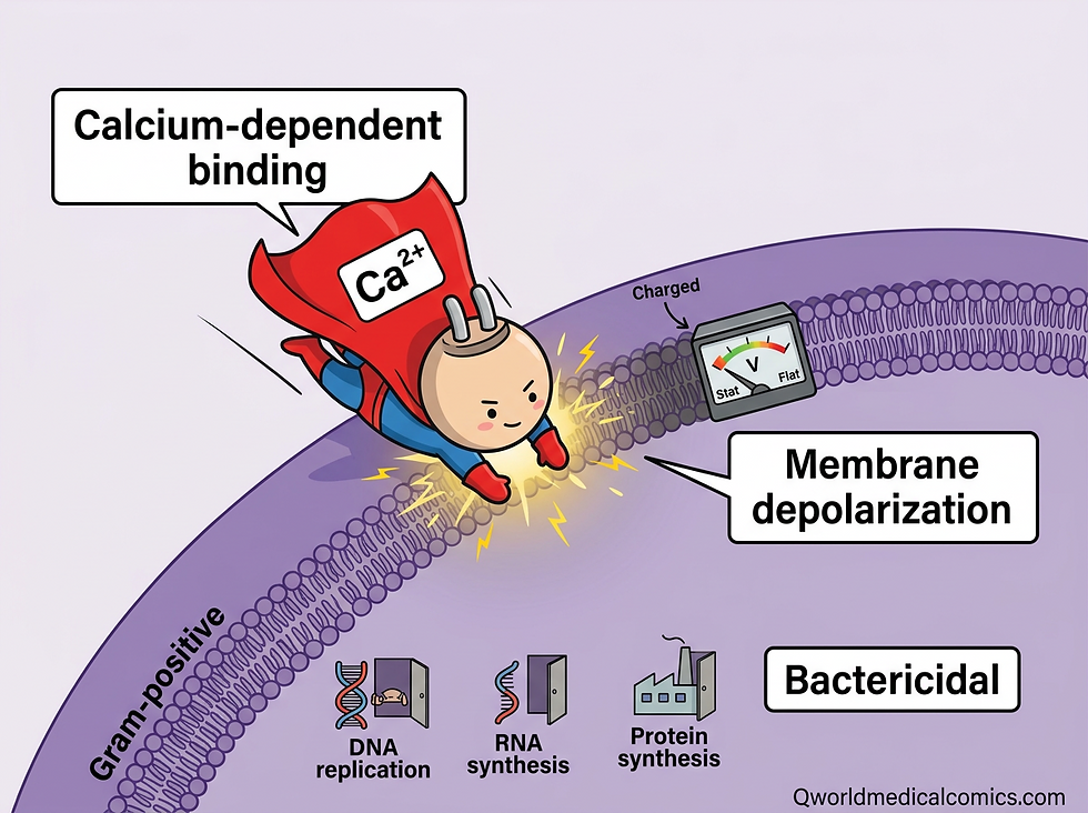 Daptomycin Demystified: The Board Exam Comic Guide to the Lipopeptide Punch