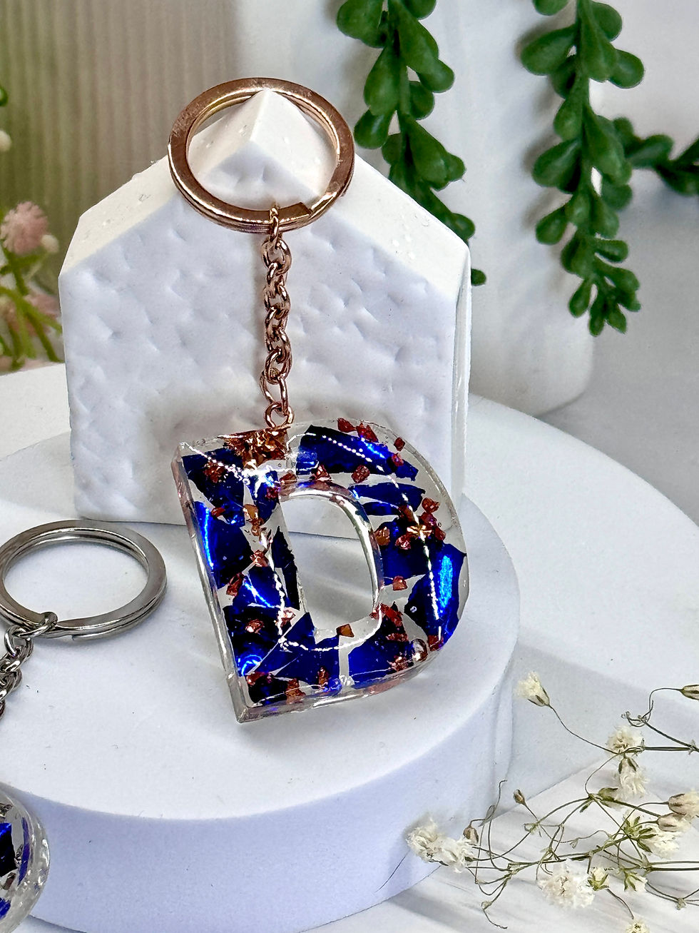 Thumbnail: Personalized Set of 2 Wedding Keychains in a shape of a letter - With Yo