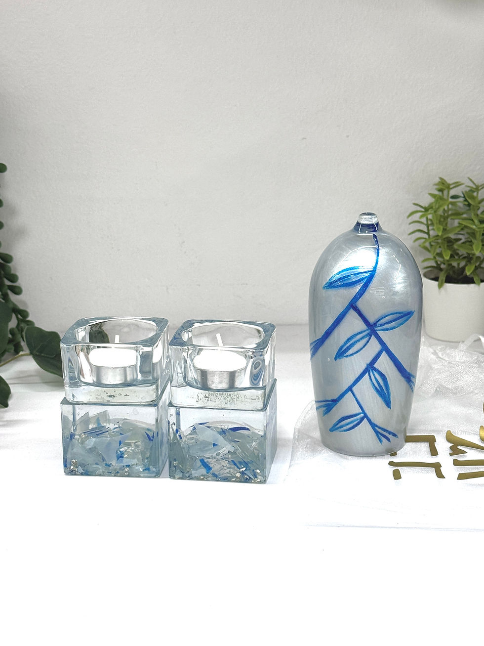 Thumbnail: Short Square Pair of Shabbat Candlesticks: Your Chuppah Kit