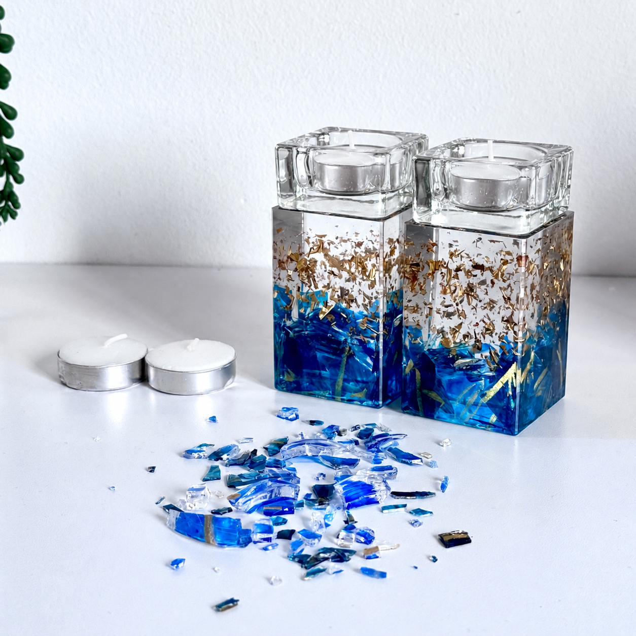 Pair of Shabbat Candlesticks Long SQ: Transform Your Own Wedding Glass