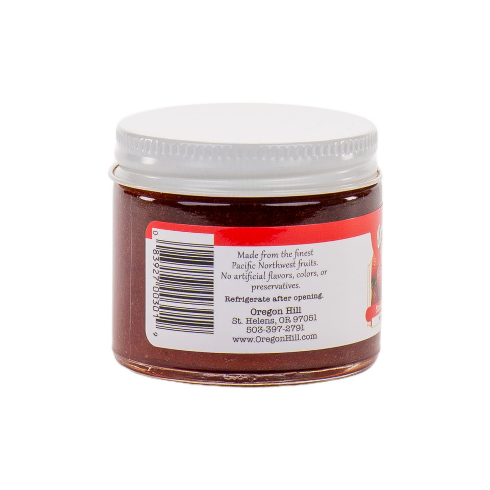 Oregon Hill Farms strawberry jam SKU and product label