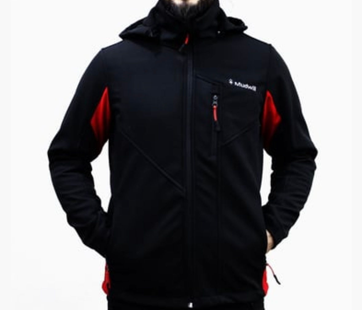 Mudwill Outdoor Softshell erkek mont-Kirmizi-Siyah.
