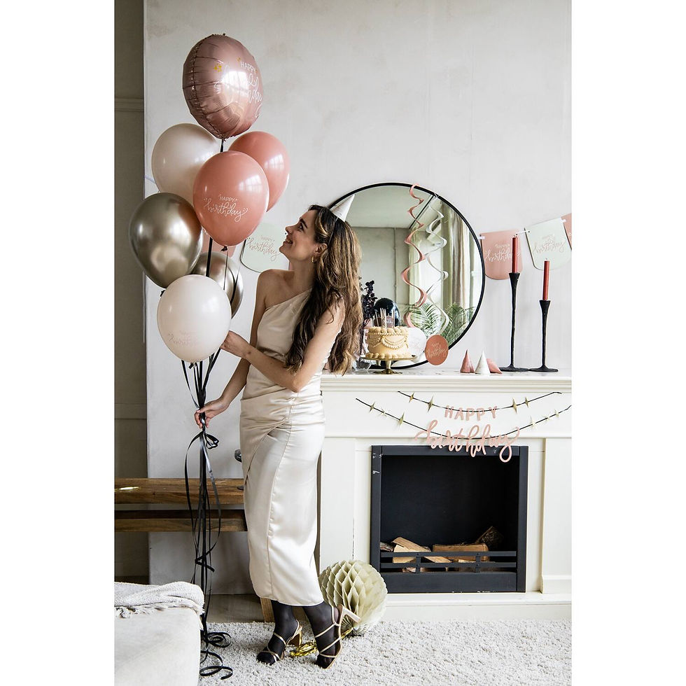 Miniatyrbilde: Letter Banner Set - "HAPPY birthday" - Crème Rose - 1,5 meter. 68704