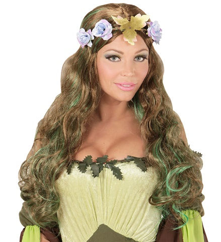 "MOTHER NATURE WIG WITH FLOWER HEADBAND" in polybag 04666