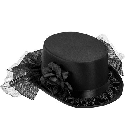 "TOP HAT WITH BLACK ROSE & TULLE" 11762 W