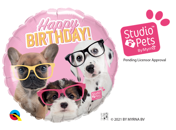 Sp-Bday Puppies with Eyeglasses. Varenr: 45019283 Ballong og Partygrossisten