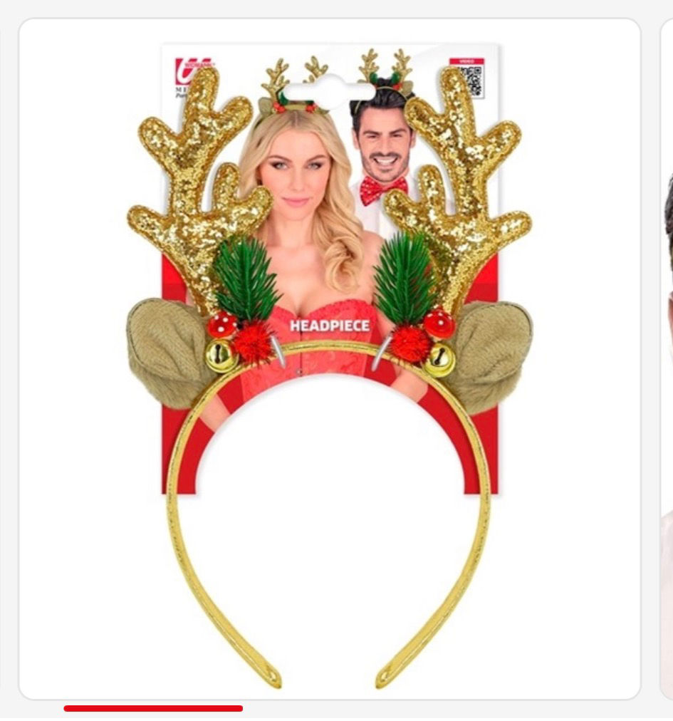 Miniatyrbilde: HEADPIECE REINDEER GLITTER GOLD. 55042