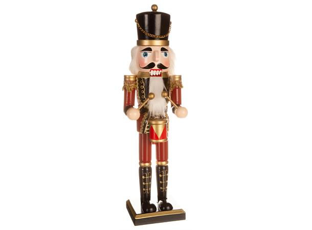 Nøtteknekker tre rød/sort tromme h:37cm Varenr:114582